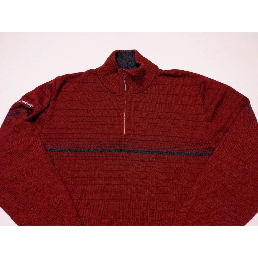 NIKE Tiger Woods 100% Merino Wool 1/4 Zip Pullover Sweater Isleworth Red Large L